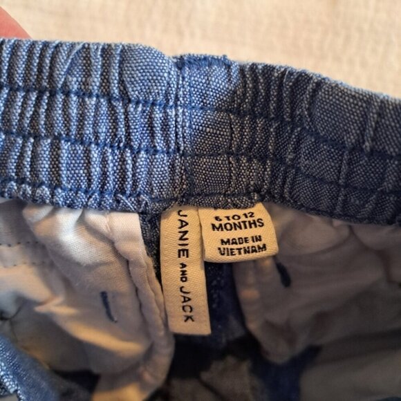 Janie and Jack boys size 6 to 12 months linen blend blue shorts - Picture 3 of 4